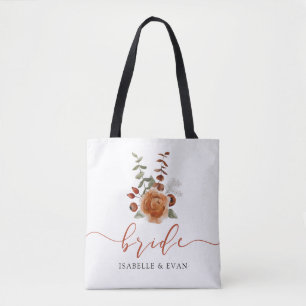 Fall Watercolor Floral Bride Tote Bag