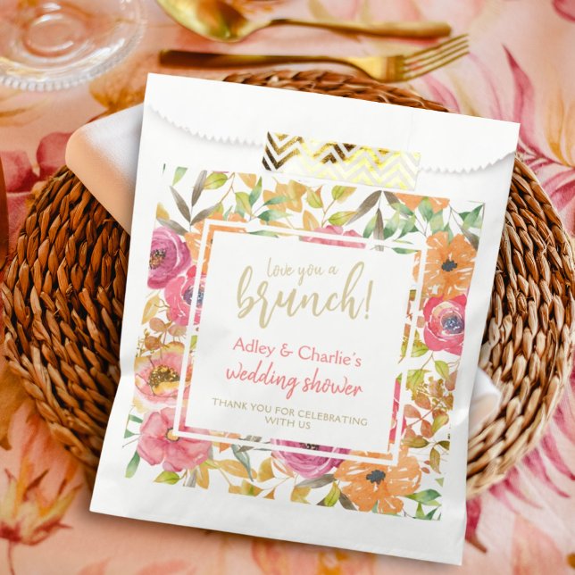 Fall Watercolor Floral Brunch Wedding Shower Favour Bags (Creator Uploaded)