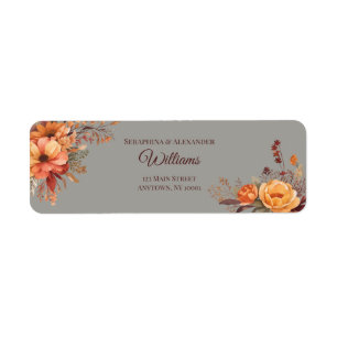 Fall Watercolor Floral Wedding Return Address