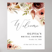 Fall Watercolor Flower Autumn Floral Peach Welcome