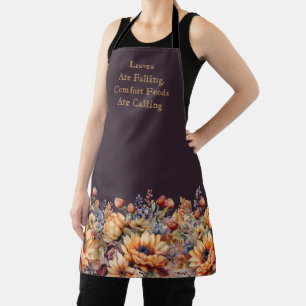 Fall Watercolor Flowers- Apron