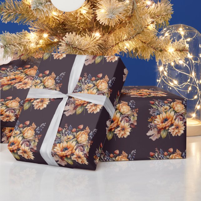 Fall Watercolor Flowers-Wrapping Paper (Holidays)