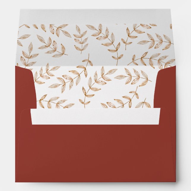 Fall Watercolor Leaf Pattern Envelope (Back (Bottom))