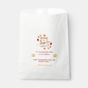 Fall Watercolor Leaves Give Thanks Monogram Favour Bags