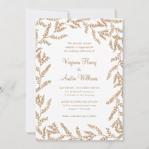 Fall Watercolor Leaves Wedding Invitation