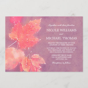 Fall Watercolor Leaves Wedding Invitations