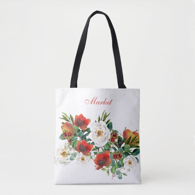 Fall Watercolor Market Tote Bag (Front)