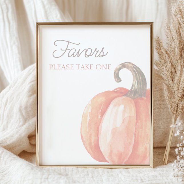 Fall Watercolor Orange Pumpkin Baby Shower Favour Poster (Creator Uploaded)