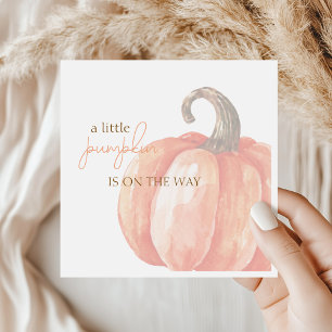 Fall Watercolor Orange Pumpkin Baby Shower Napkin