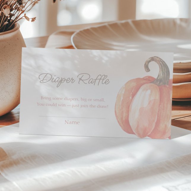 Fall Watercolor Orange Pumpkin Diaper Raffle Enclosure Card (Creator Uploaded)
