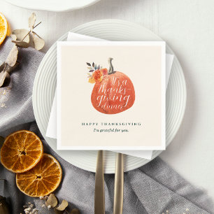 Fall Watercolor Orange Pumpkin Thanksgiving Dinner Napkin
