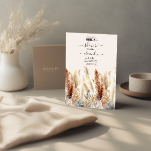 Fall Watercolor Pampas Grass Bridal Invitation