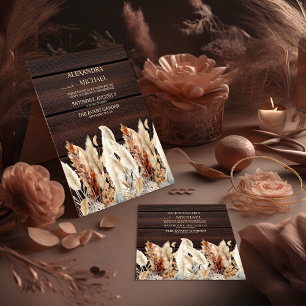 Fall Watercolor Pampas Grass Wedding Invitation