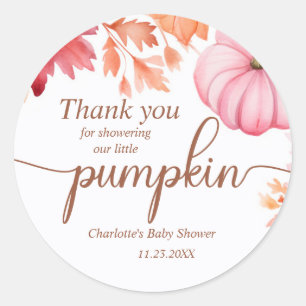 Fall Watercolor Pumpkin Baby Shower Classic Round Sticker