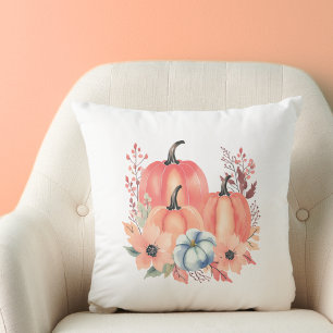 Fall Watercolor Pumpkin Boho  Cushion
