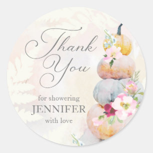 Fall Watercolor Pumpkin Bridal Shower Thank you Classic Round Sticker