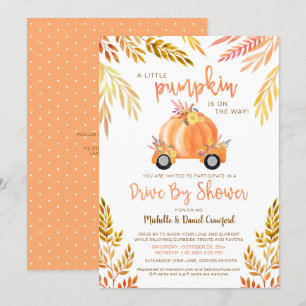 Fall Watercolor Pumpkin Drive By Baby Shower Invitation