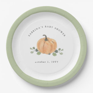 Fall Watercolor Pumpkin Paper Plate