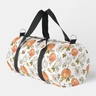 Fall Watercolor Pumpkin Pattern Duffle Bag