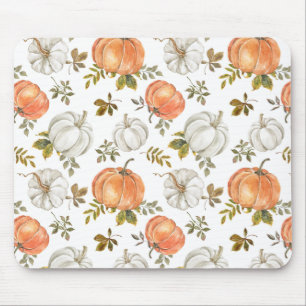 Fall Watercolor Pumpkin Pattern Mouse Mat