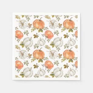 Fall Watercolor Pumpkin Pattern Napkin