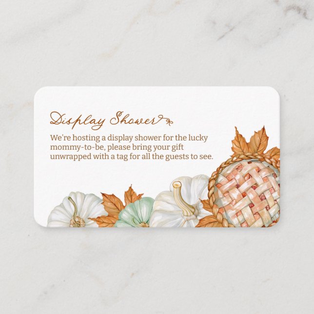 Fall Watercolor Pumpkin Pie Display Shower Enclosure Card (Front)