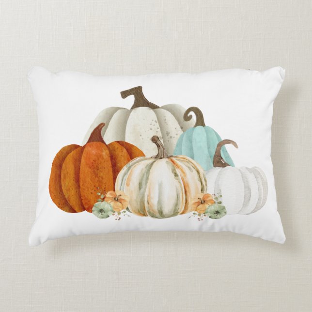 Fall Watercolor Pumpkins Decorative Cushion (Front)