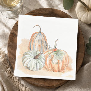 Fall Watercolor Pumpkins Thanksgiving Napkin