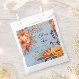 Fall Watercolor Rustic Floral Thank You Wedding  Favour Bags
