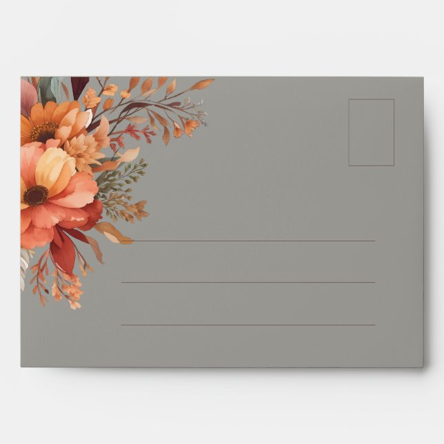 Fall Watercolor Rustic Floral Wedding Invitation Envelope (Front)