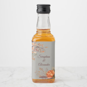 Fall Watercolor Rustic Floral Wedding Liquor Bottl Bottle Label