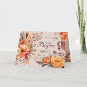 Fall Watercolor Rustic floral wedding Program Thank You Card