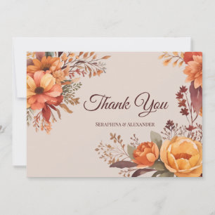 Fall Watercolor Rustic Floral Wedding Thank you