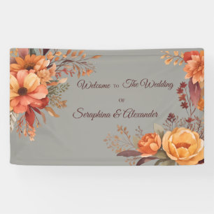 Fall Watercolor Rustic Floral Welcome Wedding Banner