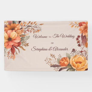 Fall Watercolor Rustic Floral Welcome Wedding Banner