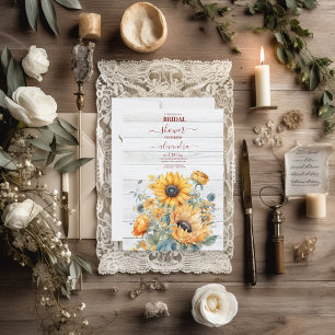 Fall Watercolor Sunflower Bridal Invitation