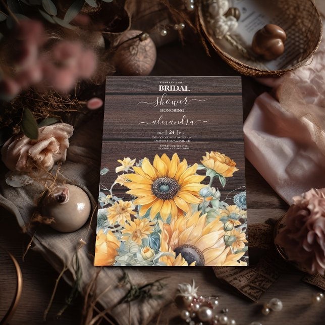 Fall Watercolor Sunflower Bridal Invitation (Creator Uploaded)