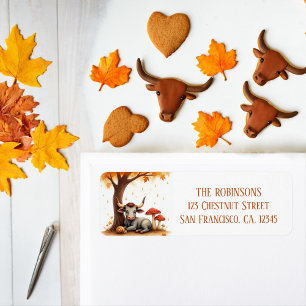 Fall Watercolor Texas Longhorn Calf Rain Snail