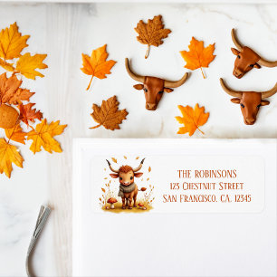 Fall Watercolor Texas Longhorn Calf Scarf