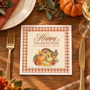 Fall Watercolor Thanksgiving Turkey Give Thanks Napkin