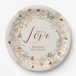 Fall Watercolor Wildflower Baby Shower Paper Plate