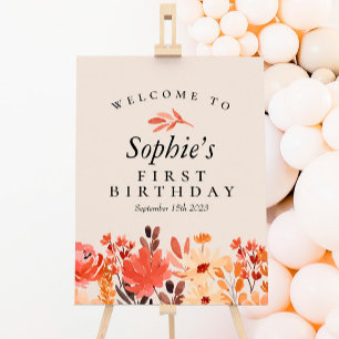Fall Watercolor Wildflower Birthday Welcome Sign