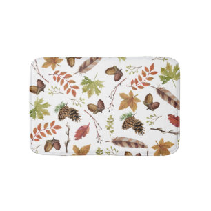 fall watercolor wreath bath mat