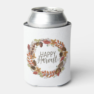 fall watercolor wreath can cooler
