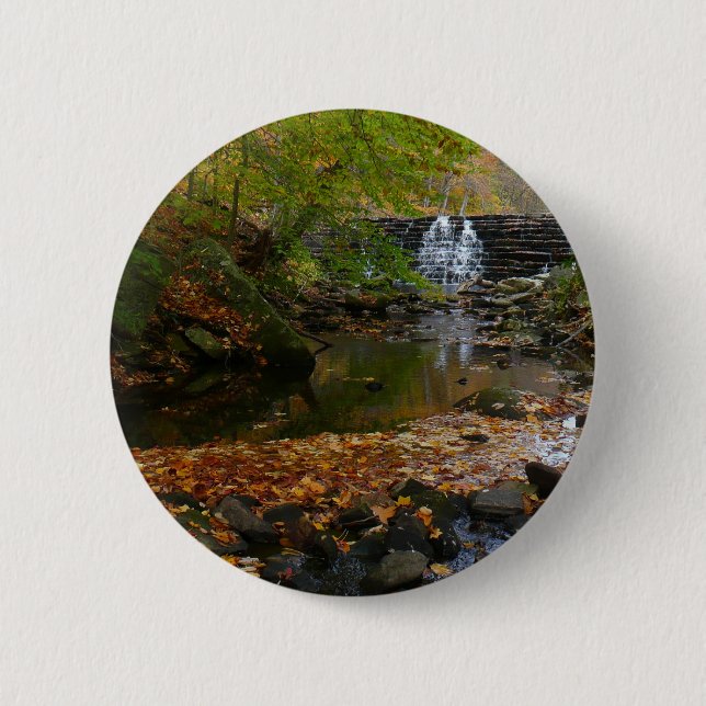 Fall Waterfall and Creek Pennsylvania Nature 6 Cm Round Badge (Front)