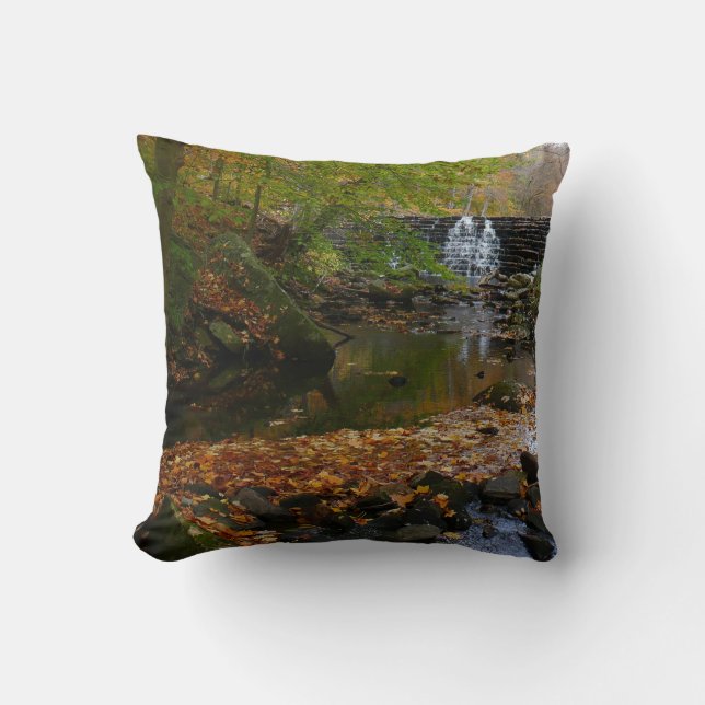 Fall Waterfall and Creek Pennsylvania Nature Cushion (Front)
