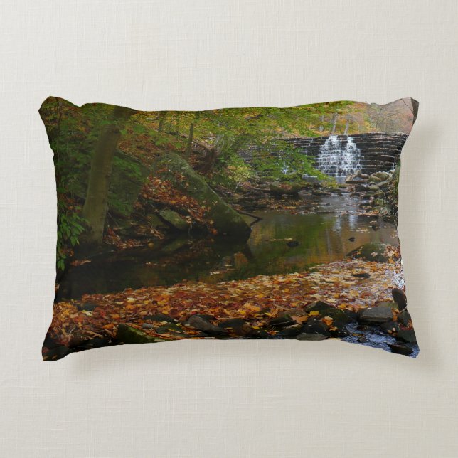 Fall Waterfall and Creek Pennsylvania Nature Decorative Cushion (Front)