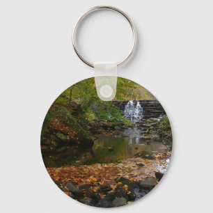 Fall Waterfall and Creek Pennsylvania Nature Key Ring