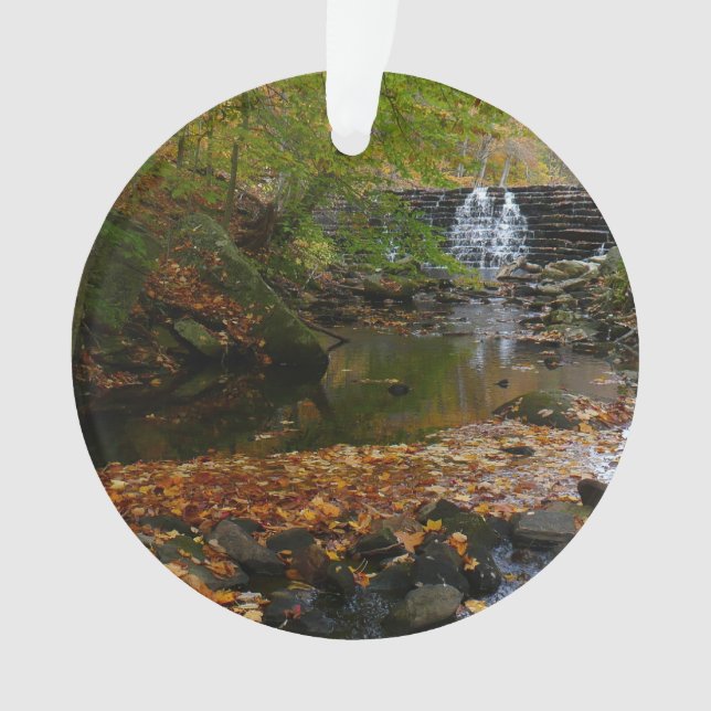 Fall Waterfall and Creek Pennsylvania Nature Ornament (Front)