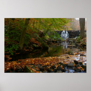Fall Waterfall and Creek Pennsylvania Nature Poster